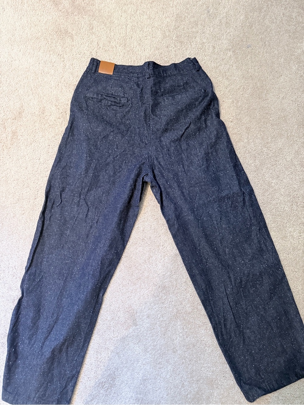 Women's Wide-Leg Speckled Dark Blue Jeans